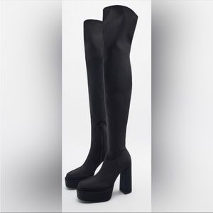 Zara Over the Knee Tall Platform Boots